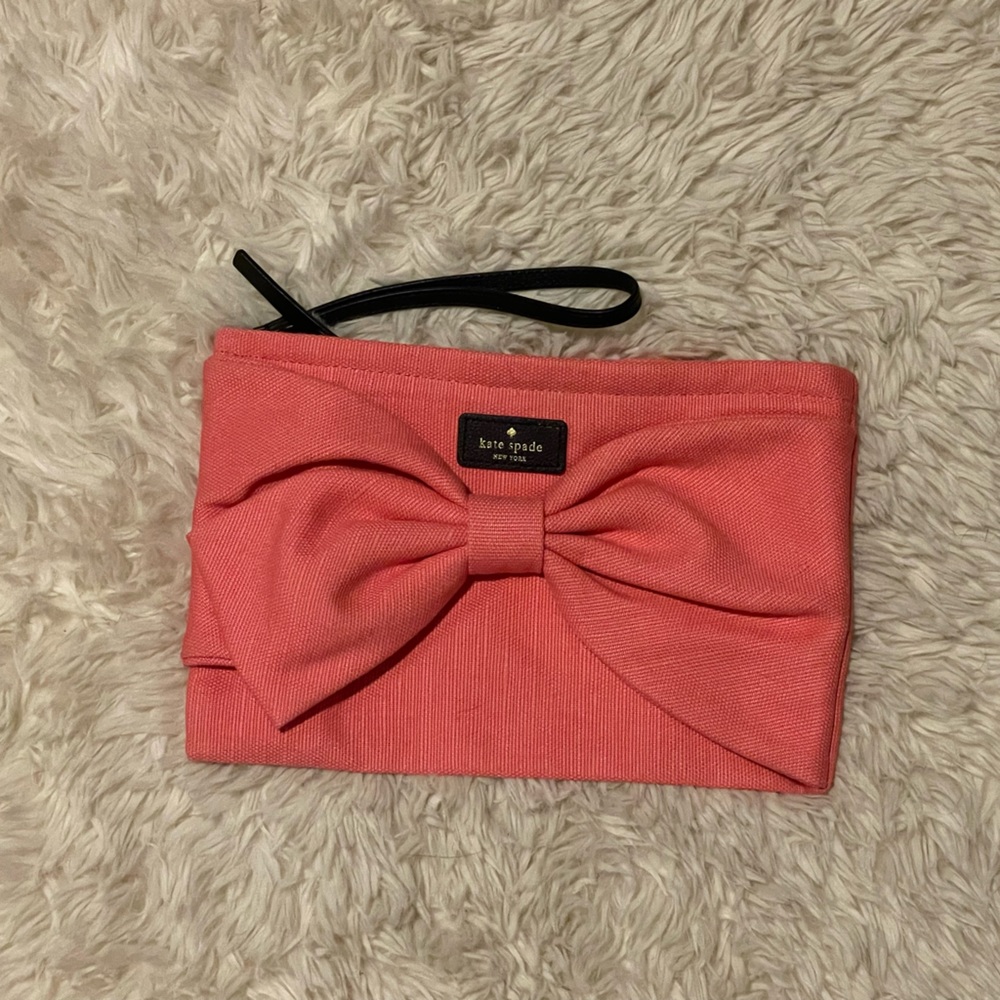 NWOT: Kate Spade Pink Canvas Bow Wristlet
